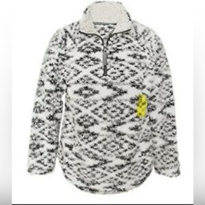 Cozy Sherpa Aztec pattern Half‎ Zip Sweater womens medium